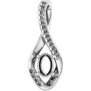 18K White Gold 6x4 mm Oval Pendant Mounting – image 2