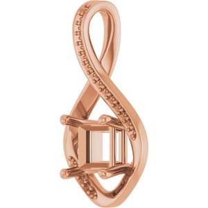 14K Rose Gold 6x6 mm Square Pendant Mounting – image 4