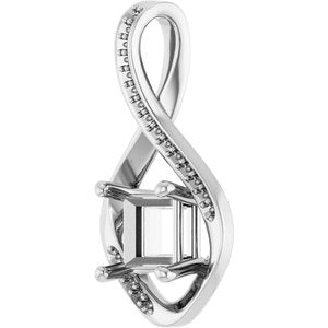 14K White Gold 6x6 mm Square Pendant Mounting – image 4