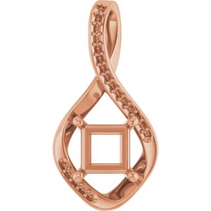 10K Rose Gold 6x6 mm Square Pendant Mounting – image 2