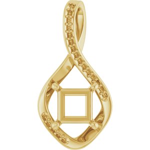 10K Yellow Gold 6x6 mm Square Pendant Mounting – image 2