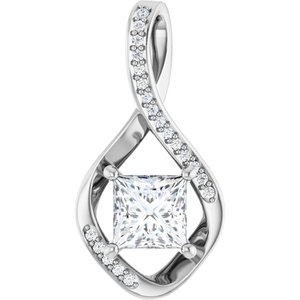 14K White Gold 6x6 mm Square Pendant Mounting