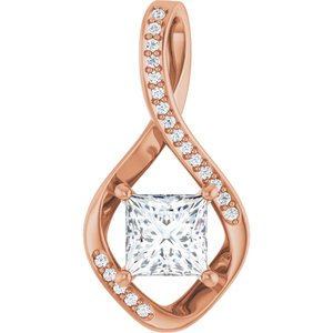 18K Rose Gold 6x6 mm Square Pendant Mounting