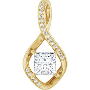 18K Yellow Gold 6x6 mm Square Pendant Mounting