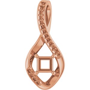 10K Rose Gold 4x4 mm Square Pendant Mounting – image 2