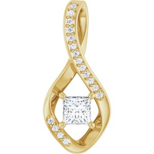 10K Yellow Gold 4x4 mm Square Pendant Mounting