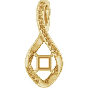 10K Yellow Gold 4x4 mm Square Pendant Mounting – image 2