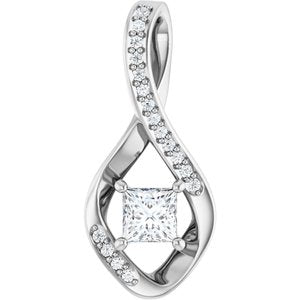 Sterling Silver 4x4 mm Square Pendant Mounting