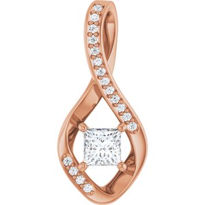 14K Rose Gold 4x4 mm Square Pendant Mounting