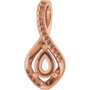10K Rose Gold 7x5 mm Pear Pendant Mounting – image 2