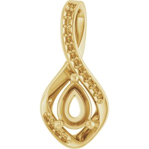 18K Yellow Gold 7x5 mm Pear Pendant Mounting – image 2