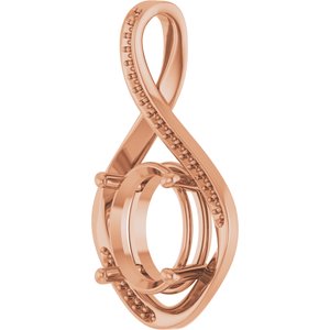 18K Rose Gold 12x10 mm Oval Pendant Mounting – image 4