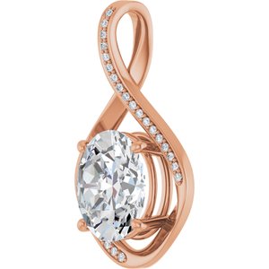 14K Rose Gold 12x10 mm Oval Pendant Mounting – image 3