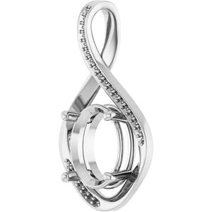 14K White Gold 12x10 mm Oval Pendant Mounting – image 4