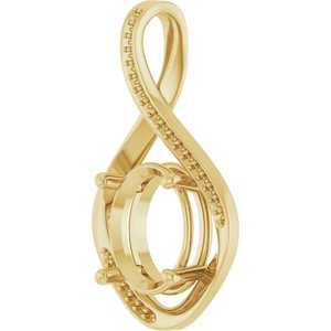 18K Yellow Gold 12x10 mm Oval Pendant Mounting – image 4