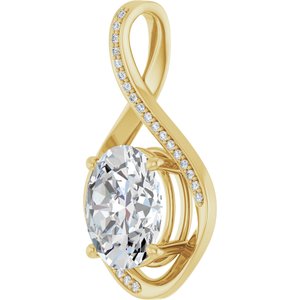 18K Yellow Gold 12x10 mm Oval Pendant Mounting – image 3