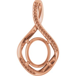 18K Rose Gold 12x10 mm Oval Pendant Mounting – image 2