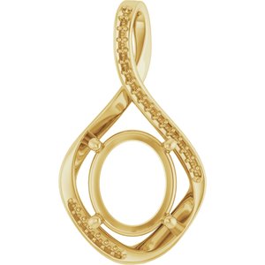 18K Yellow Gold 12x10 mm Oval Pendant Mounting – image 2