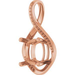 14K Rose Gold 11x11 mm Cushion Pendant Mounting – image 4