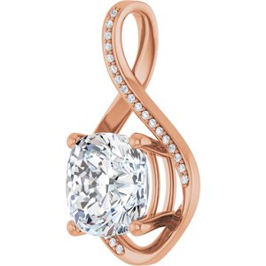 18K Rose Gold 11x11 mm Cushion Pendant Mounting – image 3