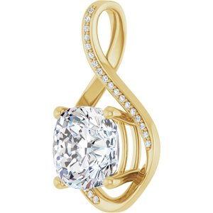 18K Yellow Gold 11x11 mm Cushion Pendant Mounting – image 3