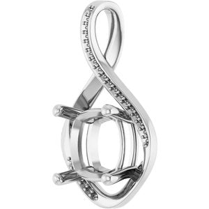 10K White Gold 11x11 mm Cushion Pendant Mounting – image 4