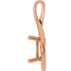 10K Rose Gold 11x11 mm Cushion Pendant Mounting – image 6