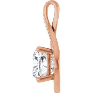 14K Rose Gold 11x11 mm Cushion Pendant Mounting – image 5