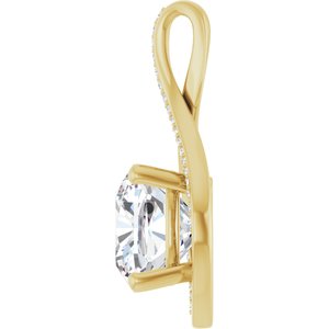 18K Yellow Gold 11x11 mm Cushion Pendant Mounting – image 5