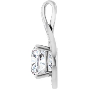 14K White Gold 11x11 mm Cushion Pendant Mounting – image 5