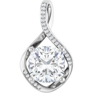 Continuum Sterling Silver 11x11 mm Cushion Pendant Mounting