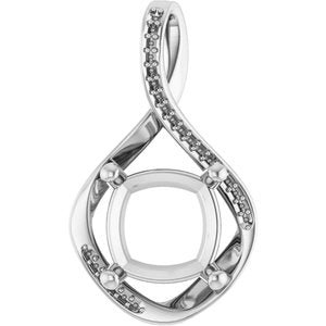 Continuum Sterling Silver 11x11 mm Cushion Pendant Mounting – image 2