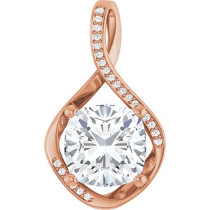 14K Rose Gold 11x11 mm Cushion Pendant Mounting