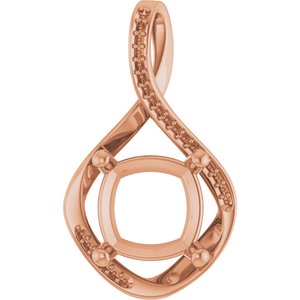 14K Rose Gold 11x11 mm Cushion Pendant Mounting – image 2