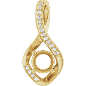 14K Yellow Gold 6 mm Round .07 CTW Natural Diamond Semi-Set Pendant – image 2