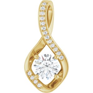 14K Yellow Gold 6 mm Round .07 CTW Lab-Grown Diamond Semi-Set Pendant