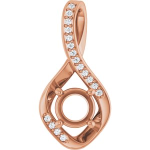 14K Rose Gold 6 mm Round .07 CTW Lab-Grown Diamond Semi-Set Pendant – image 2