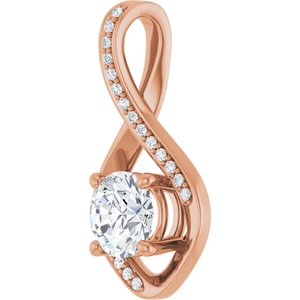 14K Rose Gold 6.5 mm Round .07 CTW Natural Diamond Semi-Set Pendant – image 3
