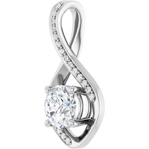 14K White Gold 6.5 mm Round .07 CTW Lab-Grown Diamond Semi-Set Pendant – image 3