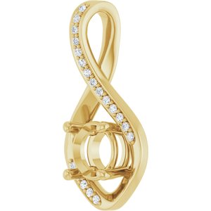 14K Yellow Gold 6.5 mm Round .07 CTW Lab-Grown Diamond Semi-Set Pendant – image 4