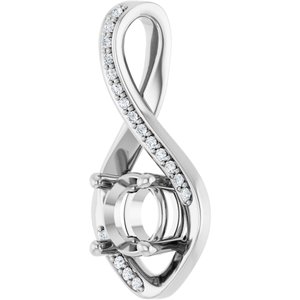 Sterling Silver 6.5 mm Round .07 CTW Lab-Grown Diamond Semi-Set Pendant – image 4