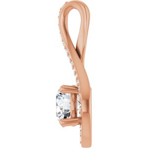 14K Rose Gold 6.5 mm Round .07 CTW Natural Diamond Semi-Set Pendant – image 5