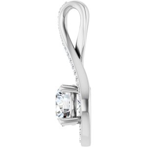 Sterling Silver 6.5 mm Round .07 CTW Lab-Grown Diamond Semi-Set Pendant – image 5