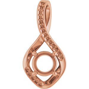 10K Rose Gold 6.5 mm Round Pendant Mounting – image 2