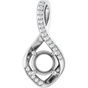 Platinum 6.5 mm Round .07 CTW Natural Diamond Semi-Set Pendant – image 2