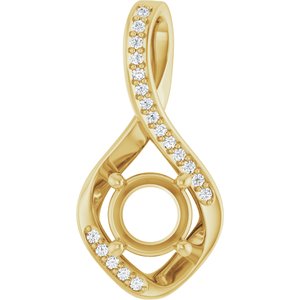 14K Yellow Gold 6.5 mm Round .07 CTW Lab-Grown Diamond Semi-Set Pendant – image 2