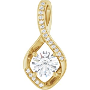 14K Yellow Gold 6.5 mm Round .07 CTW Lab-Grown Diamond Semi-Set Pendant