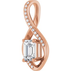 10K Rose Gold 7x5 mm Emerald Pendant Mounting – image 3
