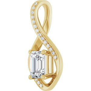 10K Yellow Gold 7x5 mm Emerald Pendant Mounting – image 3