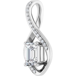 14K X1 White Gold 7x5 mm Emerald Pendant Mounting – image 3